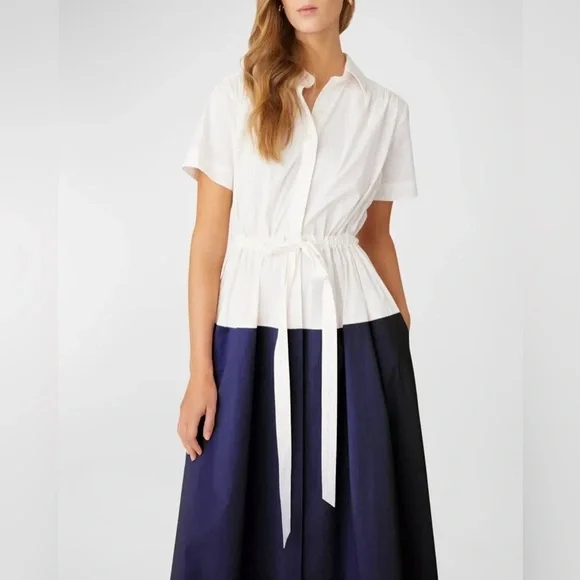 NWT Amelie Colorblock Tie-Front Midi Dress - Picture 2 of 3